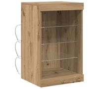 vidaXL Vitrina Roble Artisan 41 x 37 x 67 cm Madera contrachapada, Aparador Moderno para Comedor, Mueble Rectangular con estantes de Vidrio, Luces LED integradas