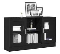 vidaXL Mueble Auxiliar Moderno de Roble Negro para Almacenamiento del Comedor con 6 Compartimentos | Madera de Calidad y Vidrio Duraderos Muebles Contemporáneos para la Sala Fácil Montaje Requerido |
