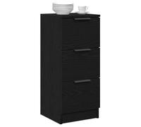 vidaXL aparador Moderno de Roble Negro con 3 cajones para comedores y Salas de Estar, Elegante Acabado Mate, Madera elaborada, gabinete Rectangular, Uso Interior, soluciones de Muebles
