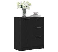 vidaXL Aparador Moderno de Roble Negro con 3 Cajones Y Puertas con Bisagras Buffet Interior para Comedor Sala Madera de Calidad Armario de Almacenamiento Uso Versátil Acabado Elegante