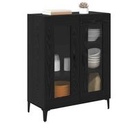 vidaXL Vitrina Roble Negro 69,5 x 34 x 90 cm, Mueble Auxiliar Moderno, Unidad Rectangular, para salón y Comedor, práctico con Muchas estanterías, Madera de ingeniería
