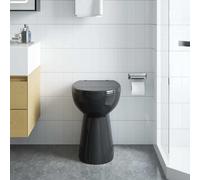 vidaXL WC Sin Brida 7 cm Altura Extra Cierre Ralentizado Cerámica Negro