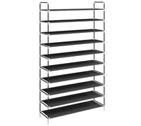 vidaXL Zapatero 10 Estantes Negro Metal y Textil Organizador Zapatos Calzado
