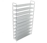 vidaXL Zapatero 10 Estantes Plateado Metal Textil Organizador Zapatos Calzado