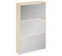 vidaXL Zapatero 3 Compartimentos Espejo Roble 63x17x102,5 cm