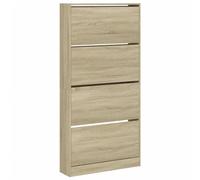 vidaXL Mueble Zapatero con 4 Cajones Abatibles, Estantes de Almacenaje, Organizador de Zapatos, Mueble para Pasillo Entrada Recibidor, Roble Sonoma