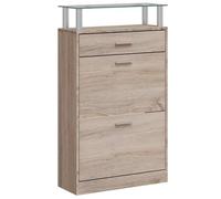 vidaXL Mueble zapatero con un cajón y y estante superior de vidrio