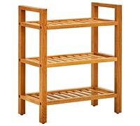 vidaXL Zapatero con 3 Estantes Organizador Zapatos Armario Pasillo Entrada Almacenaje Muebles Estantería 50x27x60 cm Madera Maciza de Roble