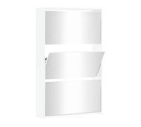 Vidaxl mueble zapatero y espejo 3 niveles blanco brillo 63x17x102,5 cm