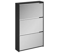 vidaXL Mueble Zapatero con Espejo 3 Niveles Armario Zapatos Cajones Estantería Almacenamiento Recibidor Entrada Sala de Estar Negro