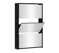 vidaXL Zapatero con Espejo de 3 Niveles Negro 63x17x102,5 cm