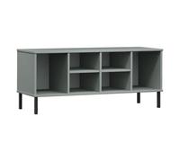 Vidaxl zapatero con patas metal oslo madera maciza gris 106x35x45 cm