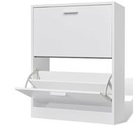 vidaXL Zapatero de Madera Blanco 2 Compartimentos Mueble Almacenaje de Zapato