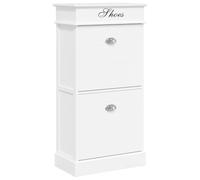 vidaXL Mueble Zapatero Madera de Paulownia Mobiliario Hogar Decoración Organización Almacenamiento Calzados Duradero Útil Duradero Blanco 50x28x58cm