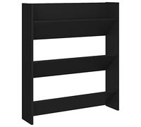 vidaXL Zapatero de Pared Colgante Organizador de Zapatos Armario Pasillo Almacenaje Estantería Muebles Negro Madera Contrachapada 80x18x90 cm