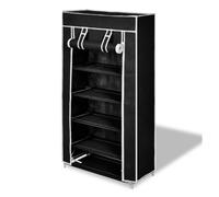 Vidaxl zapatero de tela con cubierta negro 58x28x106 cm