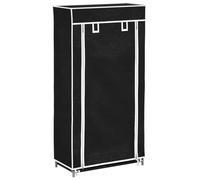 vidaXL Zapatero de tela con cubierta negro 58x28x106 cm