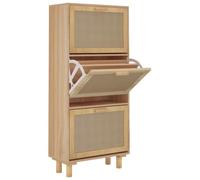 vidaXL Zapatero Estantería Zapatos Almacenamiento Recibidor Entrada Pasillo Sala de Estar Madera Contrachapada Marrón Ratán Natural