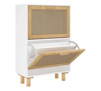 Vidaxl zapatero madera contrachapada blanco ratán natural 52x25x80 cm