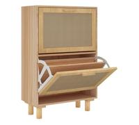 vidaXL Zapatero Estantería Zapatos Almacenamiento Recibidor Entrada Pasillo Sala de Estar Madera Contrachapada Marrón Ratán Natural