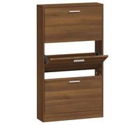 vidaXL Zapatero Madera contrachapada marrón Roble 59x17x108 cm