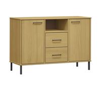 Vidaxl zapatero patas de metal oslo madera maciza marrón 113x40x77 cm
