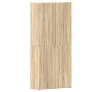 vidaXL Zapatero Roble Sonoma 80X35.5X180 cm Madera Elaborada Estantes Ajustables 4 Puertas Solución de Almacenamiento Contemporánea Muebles de Organización para Pasillo y Dormitorio