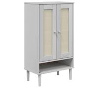 vidaXL Zapatero SENJA Aspecto ratán Madera Maciza Blanco 59,5x35x107cm