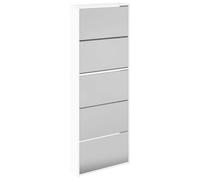 vidaXL Mueble Zapatero y Espejo 5 Niveles, Estanterías Estantes con Almacenaje, Soporte de Zapatos, Armario para Salón Pasillo, Blanco Brillo