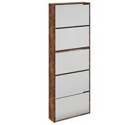 vidaXL Mueble zapatero con espejo 5 niveles, estanterías con almacenaje – Roble ahumado