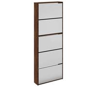 vidaXL Zapatero y Espejo 5 Niveles Roble marrón 63x17x169,5 cm