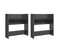 Vidaxl zapateros de pared 2 uds contrachapada gris brillo 60x18x60 cm