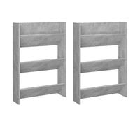 Vidaxl zapateros de pared 2 uds contrachapada gris hormigón 60x18x90cm