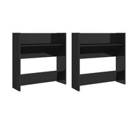 Vidaxl zapateros de pared 2 uds contrachapada negro brillo 60x18x60 cm