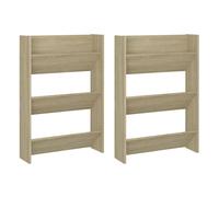 Vidaxl zapateros de pared 2 uds contrachapada roble sonoma 60x18x90 cm