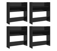 Vidaxl zapateros de pared 4 uds contrachapada negro brillo 60x18x60 cm