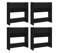Vidaxl zapateros de pared 4 uds madera contrachapada negro 60x18x60 cm