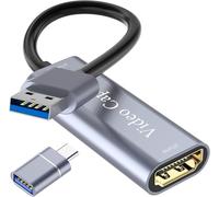 Video Capture Card 4K HDMI a USB Capture Card, Full HD 1080P USB Capture para Windows Linux, Mac OS, cámara/DV/Streaming Multimedia, Juego/transmisión en Directo (Plata)