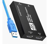 Video Capture Card, Audio Capture Card, USB 3.0 Capture Card 4K HDMI Loop-out, 1080P 60FPS Videogam-Capture para Streaming, Gaming y Broadcasting Xbox/PS4/PS5/OBS/cámara/PC