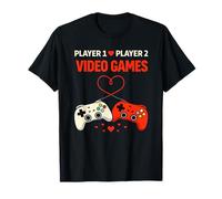 Video Games Over Valentine Player One Player Two Camiseta