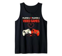 Video Games Over Valentine Player One Player Two Camiseta sin Mangas