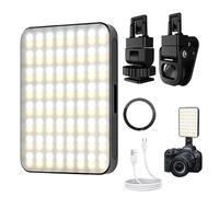 Video Light for Smartphones, Adjustable Brightness LED Ring Light, Rechargeable Phone Camera Lighting with Front and Rear Clips, Portable Vlog Selfie Light for Streaming and Photography