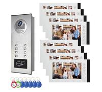 Video por cable sistema de intercomunicación de varios apartamentos, 2/3/6/8/10/12 Unidad 7 pulgadas MONITOR VIDEO timbre kit interior y exterior (1 Timbre + 8 Monitore)