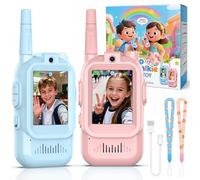 Video Walkie Talkie Niños, Walkie Talkie Recargable con cámara y Cambiador de Voz, Largo Alcance 400m, Juguetes Cumpleaños para Niños y Niñas de 3 a 12 Años