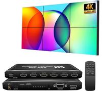 Video Wall Controller,HDMI & DVI 4k Input Makes 4 TV Screens Into 1 Wall Display, 180° Rotate, Extra Audio, IR Remote &RS232+Button Press Control, Video Wall Controller 2x2 4k 1x2,1x3,1x4,2x1,3x1x4x1