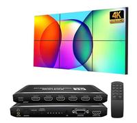 Video Wall Controller HDMI & DVI 4K Signal Input 6-TV-Screens-Into-1-Wall-Display Support IR Remote/RS232 180° Rotation 2x2, 1x1, 1x2, 1x3, 1x4, 1x5