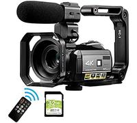 Videocámara 4K con visión nocturna, WiFi, zoom digital, cámara profesional de vlogging para grabación HD