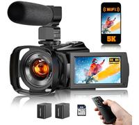 Videocámara 5K con zoom óptico 8X, cámaras de transmisión en vivo de 64 MP, cámara de vlogging para Youtube con visión nocturna a todo color, WiFi de 3.6 pulgadas, pantalla táctil IPS de 270°, tarjeta