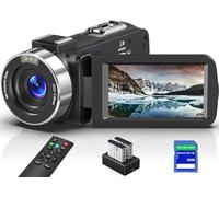Videocámara 8K, visión nocturna IR, zoom digital 18X, pantalla táctil, WiFi para YouTube, incluye tarjeta SD de 32G, control remoto, micrófono, 2 baterías