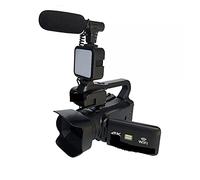 Videocámara con cámara de vídeo Cámara de transmisión en vivo de 64MP Videocámara digital 4K Cámara web 18X Pantalla táctil giratoria Grabadora de video Vlog Zoom 18X(128GB SD Card,With Light MIC)